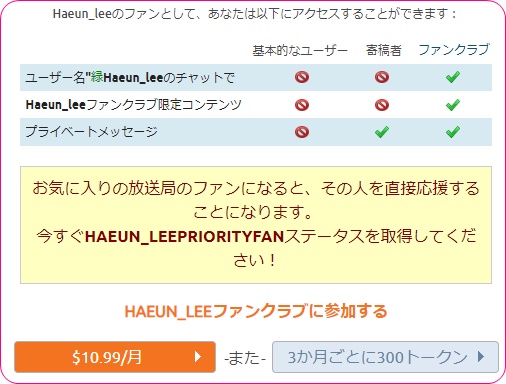 chaturbateのファンクラブ特典一覧