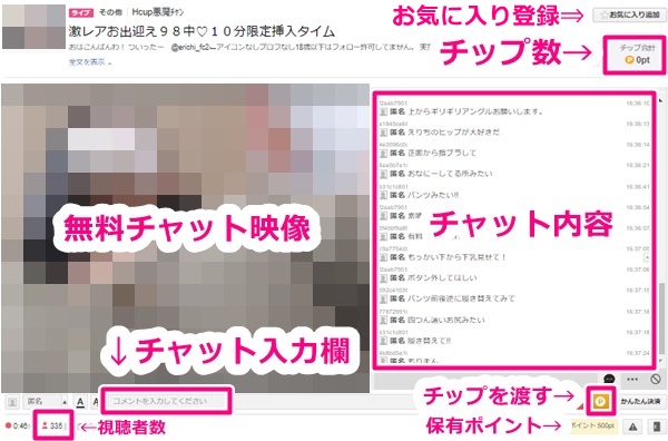 fc2ライブアダルトの無料チャット画面